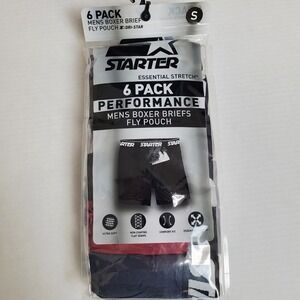 Starter Mens Small 6 Pack Performance Boxer Briefs Fly‎ Pouch Essential Stretch